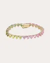 Anabela Chan Women's Pink Sapphire & Green Tourmaline Peony Eternity Heart Bracelet