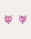 Anabela Chan Women's Pink Sapphire Mini Heart Stud Earrings 14k Gold