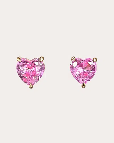 Anabela Chan Women's Pink Sapphire Mini Heart Stud Earrings 14k Gold