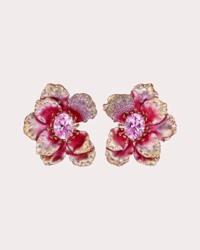 Anabela Chan Women's Pink Sapphire Peony Poppy Stud Earrings 18k Gold