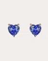 Anabela Chan Women's Royal Blue Sapphire Mini Heart Stud Earrings 18k Gold