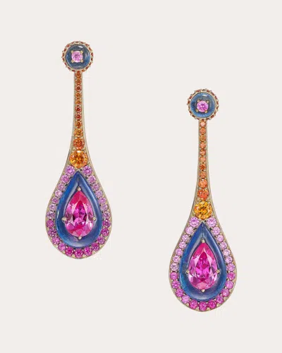 Anabela Chan Women's Sapphire & Spirulina Fruit Gem Sunset Elixir Drop Earrings In Multi