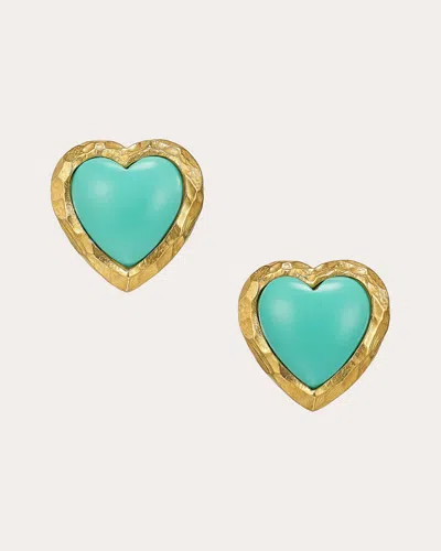 Anabela Chan Women's Turquoise Heart Stud Earrings In Green
