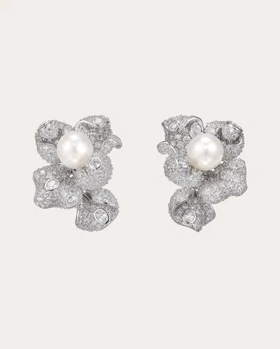 Anabela Chan Women's White Blossom Pearl Stud Earrings 18k Gold In Metallic