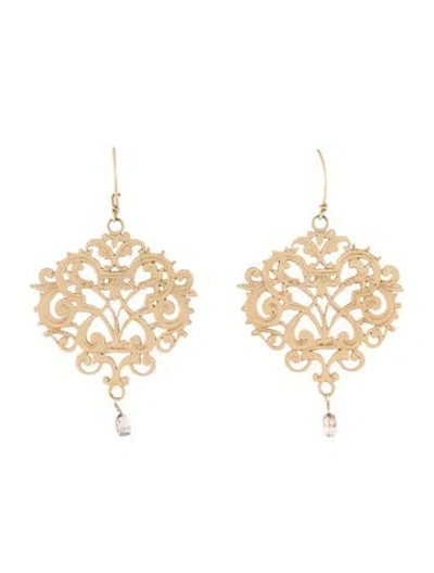 Pre-owned Anaconda 19k Briolette Diamond Rococo Earrings In Multi