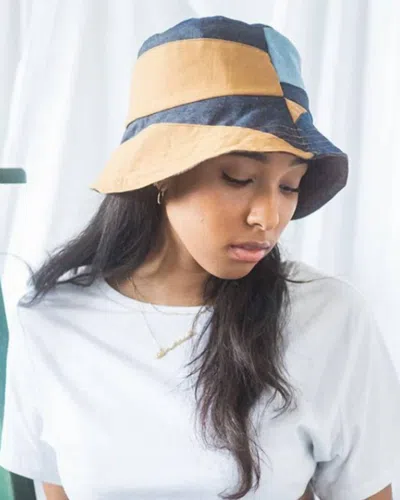 Anai Women's Savanna Reversable Bucket Hat In Mixed Denim In Brown