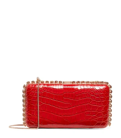 Analeena Crocodile Leather Crystal-trim Clutch Bag In Multi