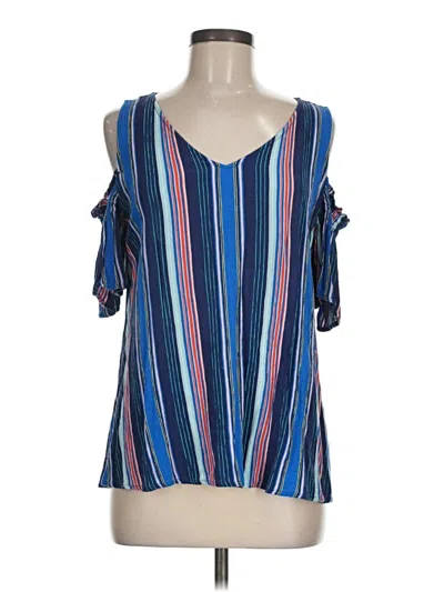 Pre-owned Analili Short Sleeve Blouse In Blue