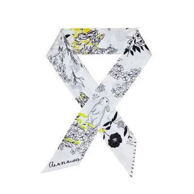 Anamaison Women's Black / White Lovely Rabbit Second Silk Twilly Scarf In Black/white