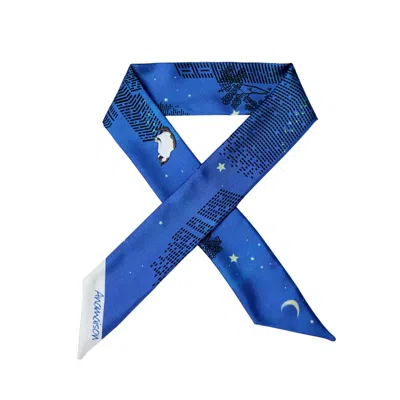Anamaison Women's Blue Kitty In The City Twilly Scarf