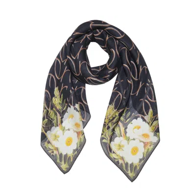 Anamaison Women's Sophisticated Linework Bloom Silk Wool Scarf