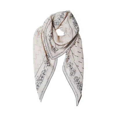 Anamaison Women's Text From Ivory Silk Wool Scarf In White