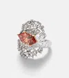Ananya 18kt White Gold Ring With Tourmaline And Diamonds In Silver