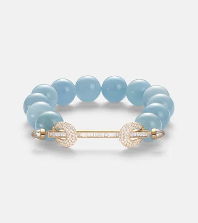 Ananya Chakra 18kt Gold Beaded Bracelet With Gemstones In Blue