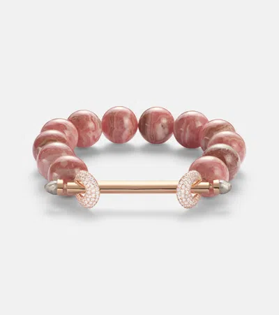Ananya Chakra 18kt Rose Gold Beaded Bracelet With Gemstones In Multi