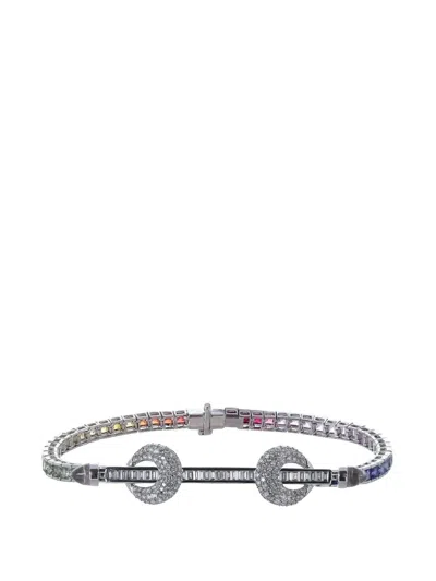 Ananya Chakra Sapphire And Diamond Bracelet In Silver