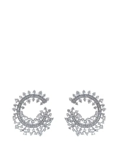 Ananya Edge Diamond Hoop Earrings In Silver