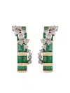 Ananya Emerald And Diamond Hoop Earrings In Green