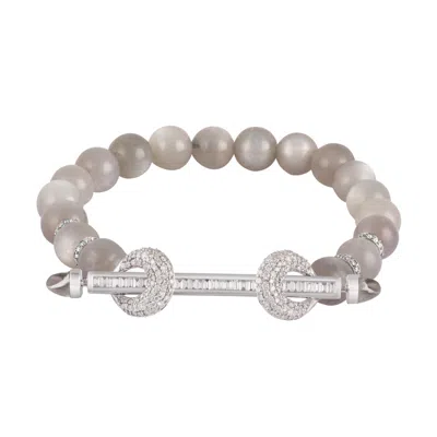 Ananya Moonstone Chakra Bracelet In Moonstone,white Gold,white Diamond