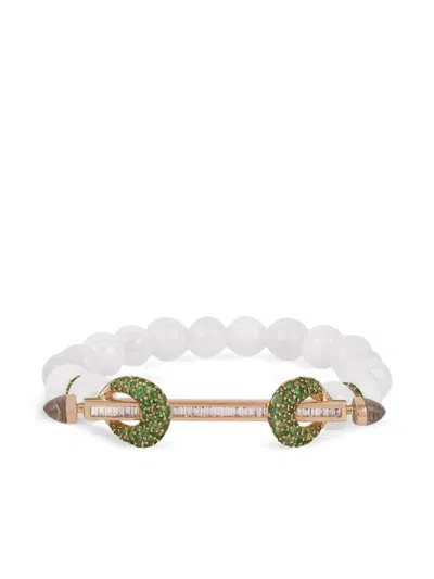 Ananya Rose Gold Chakra Diamond And Moon Stone Bracelet In Metallic