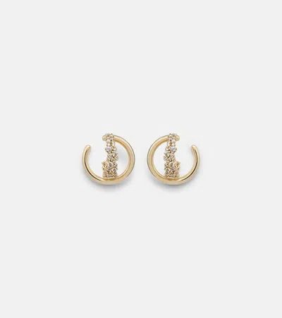 Ananya Scatter Double 18kt Gold Hoop Earrings With Diamonds