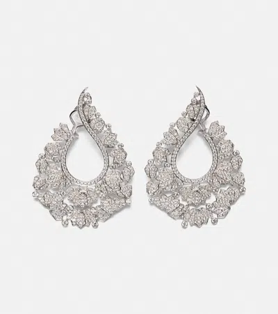 Ananya Scatter Lotus 18kt White Gold Earrings With Diamonds In Silver