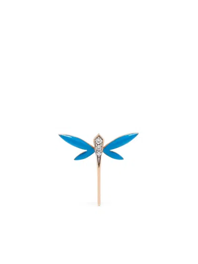 Anapsara 18k Yellow Gold Dragonfly Diamond Stud Earring In 金色