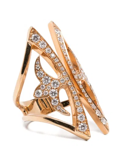 Anapsara Diamond Rose Gold Ring In Pink