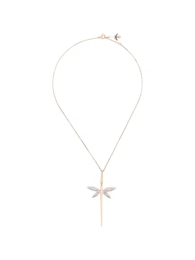 Anapsara Dragonfly-pendant Diamond Necklace In Pink