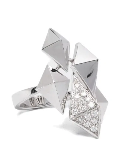 Anapsara Pyramid Diamond Ring In Silver