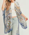 Anarchy Street Boho Ornate Patchwork Lightweight Kimono Wrap In Navy In Blue