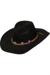 Anarchy Street Nashville Flower Charm Double Strap Cowgirl Hat In Black