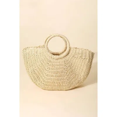 Anarchy Street Women's Half Moon Straw Tote Bag In Beige