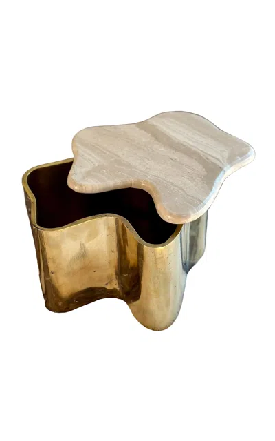 Anastasio Home - Brass Flo Box With Oyster Lid - Gold