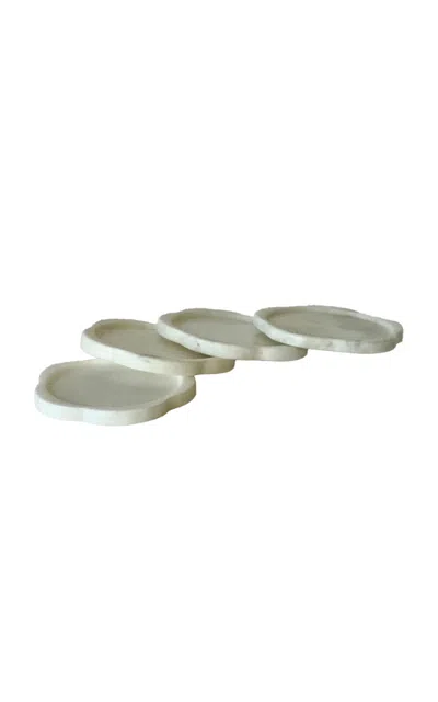 Anastasio Home Bud Stone Coaster Set In White