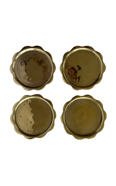 Anastasio Home Set-of-four Sun Scalloped Brass Coasters In Green