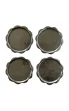 Anastasio Home Set-of-four Sun Scalloped Coasters In Silver