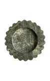 Anastasio Home Sun Scalloped Stone Round Tray In Green