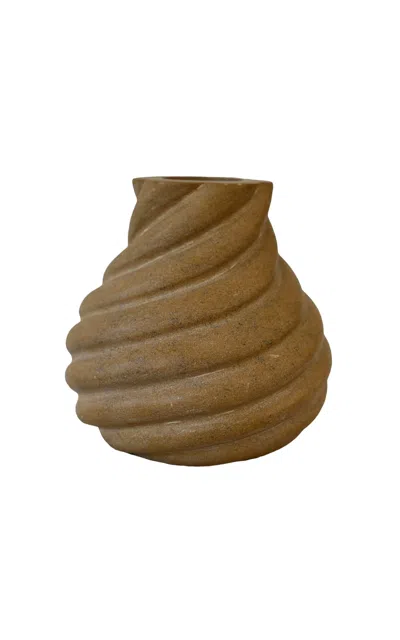 Anastasio Home Swell Small Stone Vase In Brown