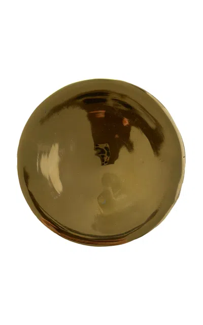 Anastasio Home Wafer Thin Marble Round Tray In Gold