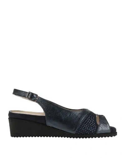 Anastasio Woman Sandals Navy Blue Size 7 Leather