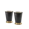 Anatoliacraft Black Dark Copper Cup With Golden Detailing, Set Of Two