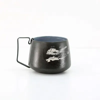 Anatoliacraft Black Hic Ceramics Stone Medium Stoneware Cup With Removable Stainless Steel Handle