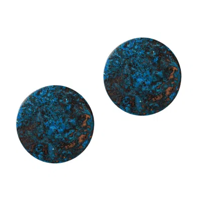 Anatoliacraft Blue / Green Handcrafted Copper Verdigris Patina Coaster Set – Set Of Two