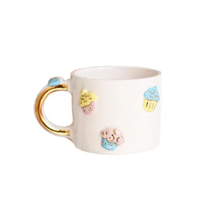 Anatoliacraft Blue / Pink / Purple Sweet Treats Cupcake Mug Hand-painted Cupcake Designs & Golden Handle – Whimsic
