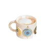 Anatoliacraft Blue / Yellow / Orange Handmade Moon Phases Ceramic Mug
