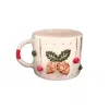 Anatoliacraft Brown / Green Handcrafted Pinecone & Holly Ceramic Mug With Gold Detailing