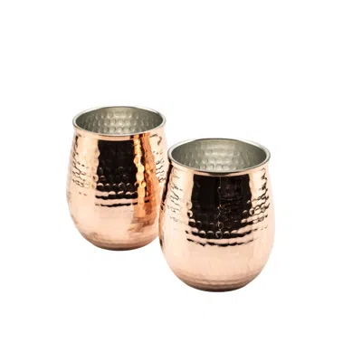Anatoliacraft Brown Hammered Copper Tumblers, Two Pieces - Detox Drinks & Winter Beverages