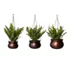 Anatoliacraft Brown Hammered Solid Copper Hanging Planter Bowl, Set Of Three