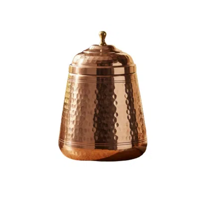 Anatoliacraft Brown Hammered Solid Copper Storage Jar With Tin-lined Interior In Metallic